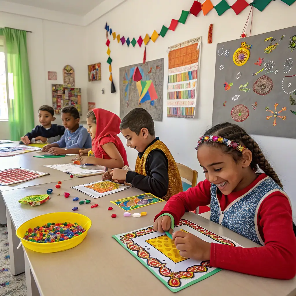 A group of children participating in an art workshop organized by MYDL.