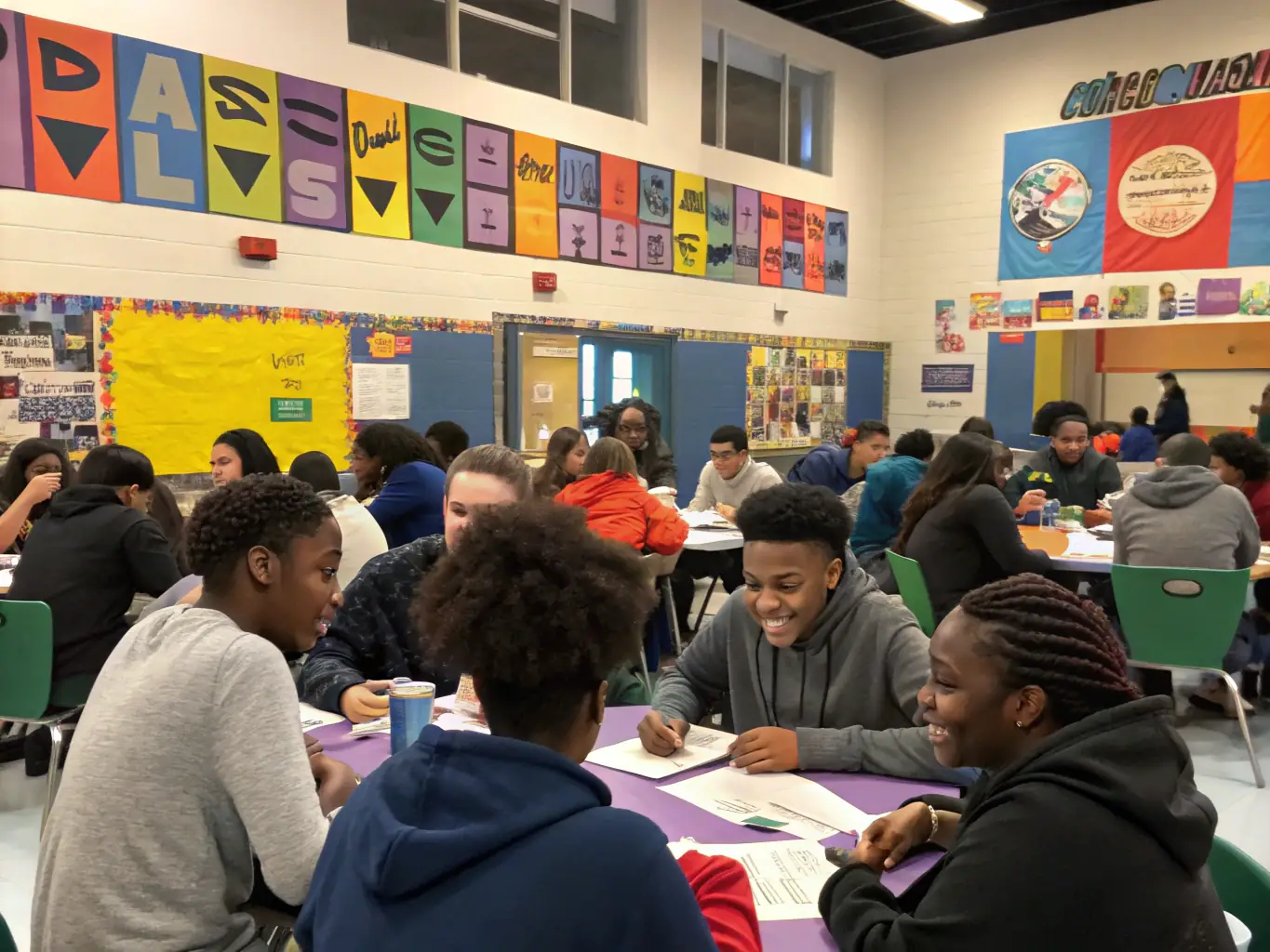 A vibrant image showcasing a group of artists participating in a MYDL-sponsored workshop, focused on project management skills, with diverse participants actively engaged in collaborative learning.